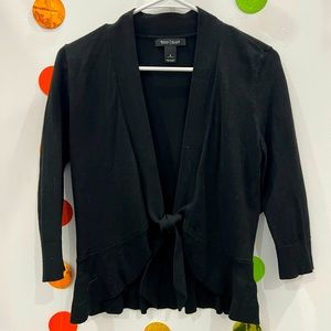 White House Black Market Black peplum tie sweater Size small
